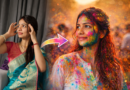 Side by side before and after AI Holi image transformation showing normal portrait and colorful gulal festival edit