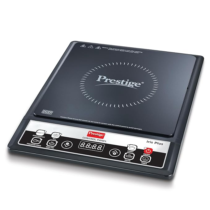 PRestige Iris Plus 1600 Watts Induction Cooktop 4KV Surge Protection 6 Preset Indian Menu Options & Timer Soft Touch Button Easy to Clean Portable 1Y Warranty Black BIS Certified PRestige Iris Plus 1600 Watts Induction Cooktop 4KV Surge Protection 6 Preset Indian Menu Options & Timer Soft Touch Button Easy to Clean Portable 1Y Warranty Black BIS Certified