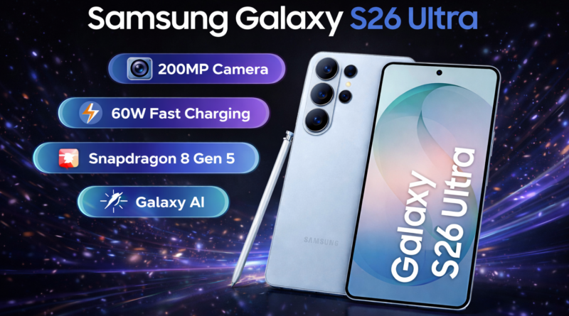Samsung Galaxy S26 Ultra flagship smartphone with 200MP camera Snapdragon 8 Gen 5 and Galaxy AI features