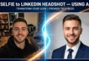 AI transformation of a casual selfie into a professional LinkedIn headshot showing before and after comparison