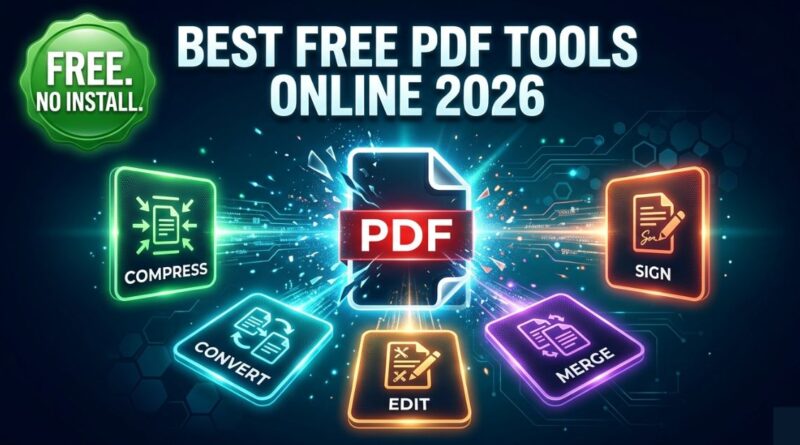 Best free online PDF tools in 2026 showing compress convert edit merge and sign operations available without installing software