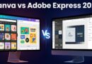 Canva versus Adobe Express 2026 comparison showing two free design tool interfaces side by side with different design philosophies