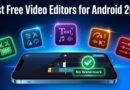 Five best free Android video editing apps in 2026 with no watermark shown as glowing icons on a smartphone export screen