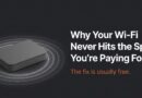 A home router with signal waves next to bold text reading why your Wi-Fi never hits the speed you are paying for, the fix is usually free